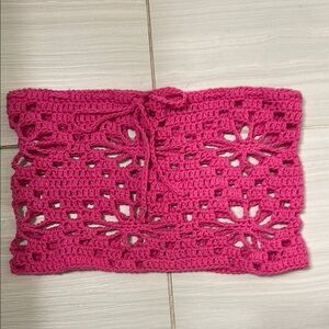 Pink Crochet Women's Beach Cover Up Skirt